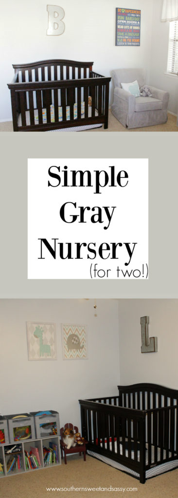 Sweet Gray Nursery for two toddlers, twin nursery idea!